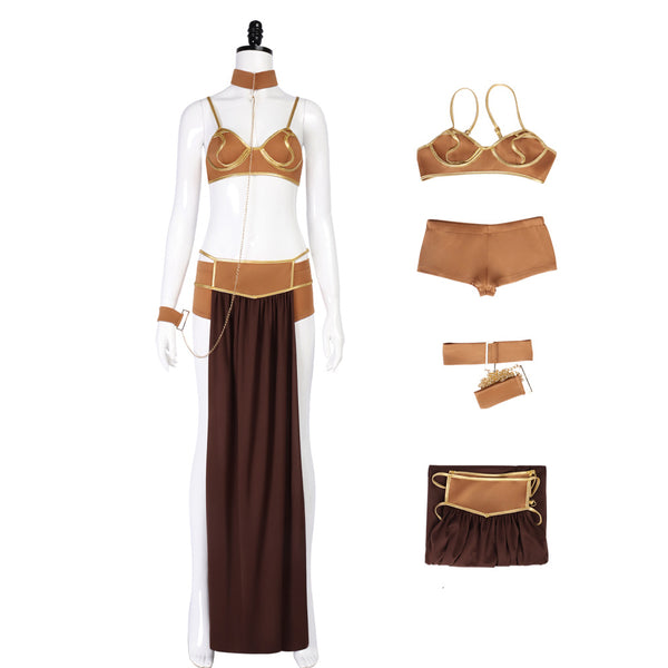 Women Princess Slave Outfit Bikini Carnival Cosplay Costume Leia Halloween Costumes Dress Slave Bra Skirt Set
