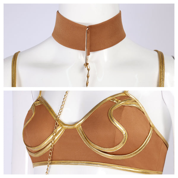 Women Princess Slave Outfit Bikini Carnival Cosplay Costume Leia Halloween Costumes Dress Slave Bra Skirt Set