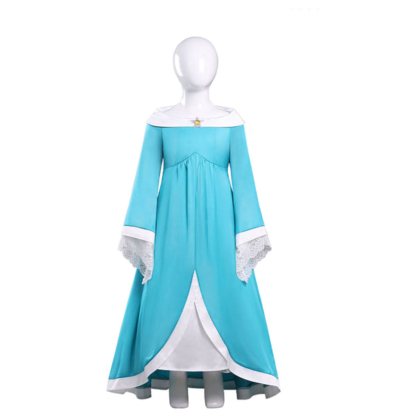 Women's Princess Costume Adults Girls Off Shoulder Blue Fancy Dress Deluxe Gown with Crown Earrings Halloween Party Outfit