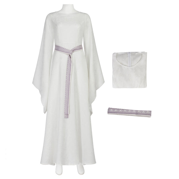 Womens Galadriel Cosplay Costume Elf Queen Dress Wicked Witch White Dress Medieval Dress Gothic Victorian Gown