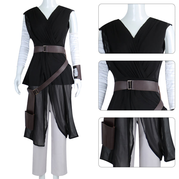 Womens Rey Costume Outfit Full Set with Belt for Halloween Role Play Costume for Women Girls