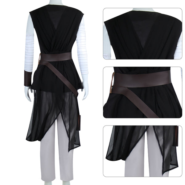 Womens Rey Costume Outfit Full Set with Belt for Halloween Role Play Costume for Women Girls