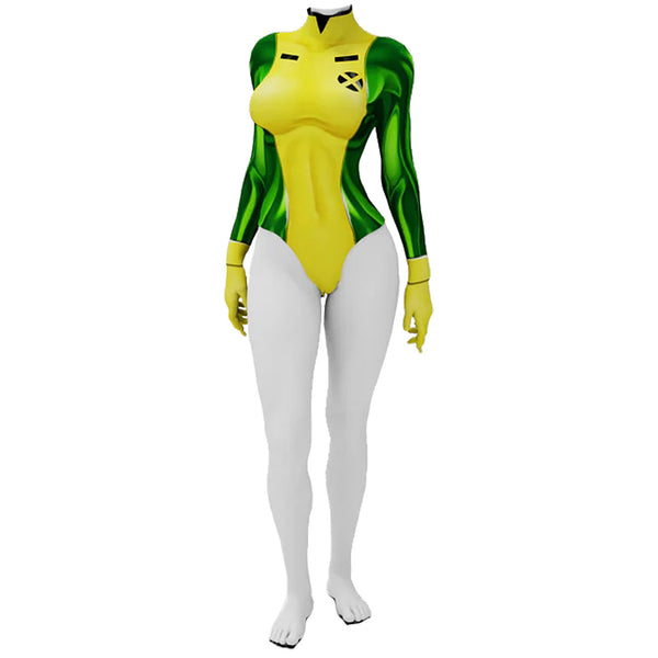 Yellow and Green Womens Costume Jumpsuit Swimsuit Heroine Costume Zentai for Halloween