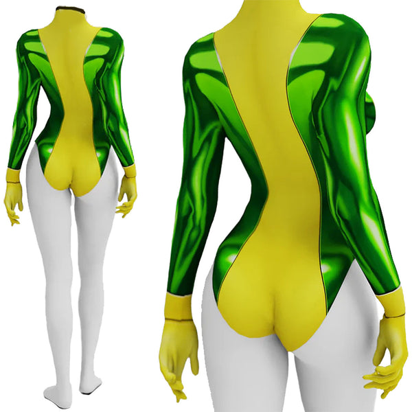 Yellow and Green Womens Costume Jumpsuit Swimsuit Heroine Costume Zentai for Halloween
