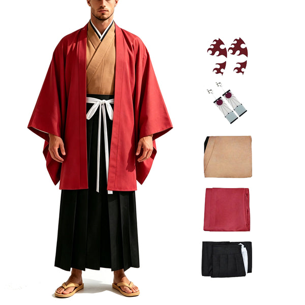 Yoriichi Tsugikuni Red Kimono Costume Uniform Halloween Cosplay Costume Outfit