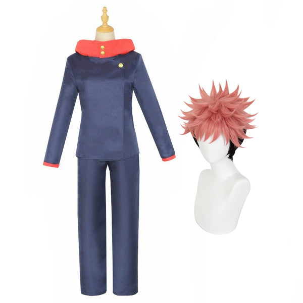 Yuji Costume Suit With Wigs Halloween Itadori Cosplay Uniform Outfit Full Ser Unisex Anime Cosplay Costume