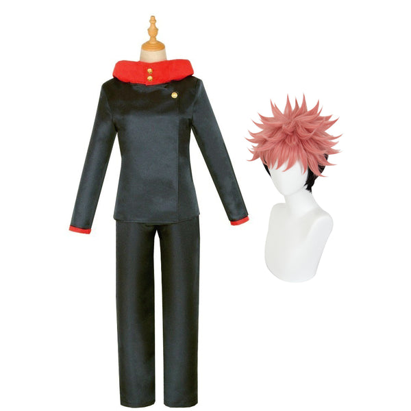 Yuji Costume Suit With Wigs Halloween Itadori Cosplay Uniform Outfit Full Ser Unisex Anime Cosplay Costume