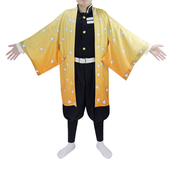 Zenitsu Costume Halloween Cosplay Kimono Outfit Kids Adults Halloween Costume Suit Set