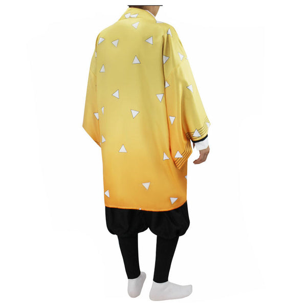 Zenitsu Costume Halloween Cosplay Kimono Outfit Kids Adults Halloween Costume Suit Set