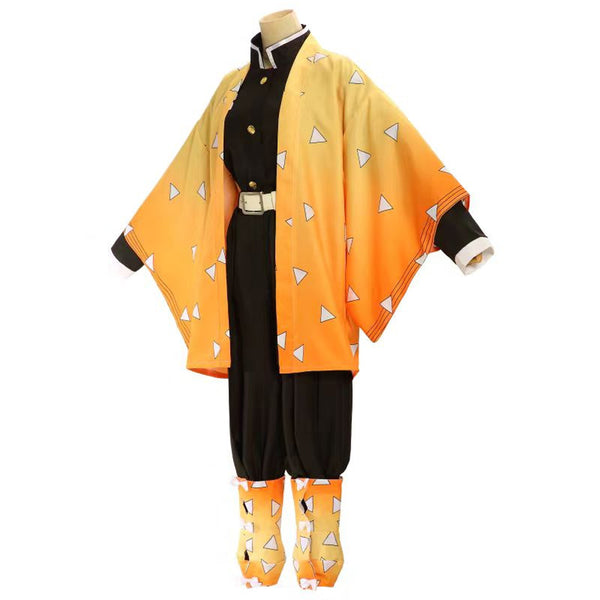 Zenitsuu Costume Outfit Kids Adults Halloween Cosplay Kimono Halloween Costume Suit Set