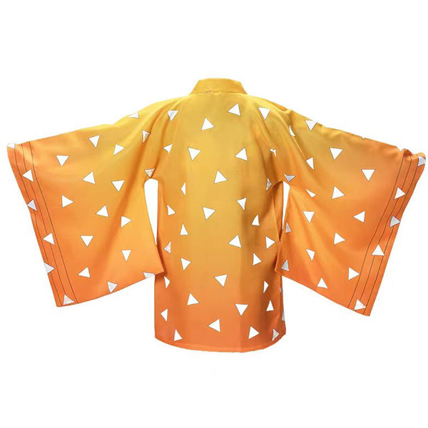 Zenitsuu Costume Outfit Kids Adults Halloween Cosplay Kimono Halloween Costume Suit Set