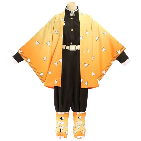 Zenitsuu Costume Outfit Kids Adults Halloween Cosplay Kimono Halloween Costume Suit Set