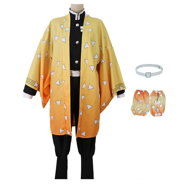 Zenitsuu Costume Outfit Kids Adults Halloween Cosplay Kimono Halloween Costume Suit Set