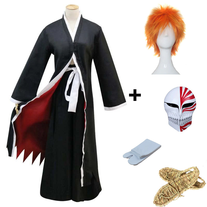 Anime Ichigo Bankai Cosplay Costume Full Set Cosplay Outfit With Straw Sandals Shoes+Mask+Socks