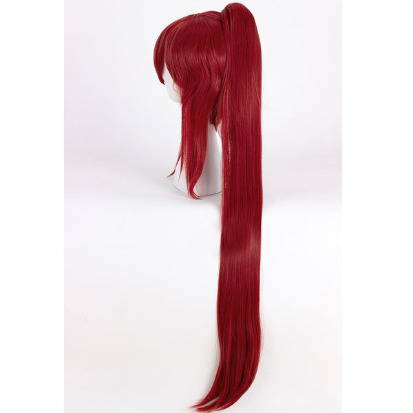 Fairy Tail Erza Scarlet Long Synthetic Hair Wine Red Cosplay Wigs