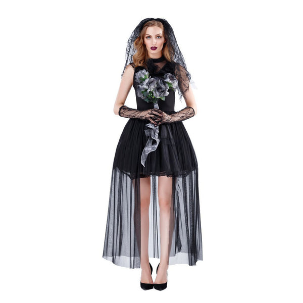 Black Ghost Bride Halloween Cosplay Costume Dress Adults Women