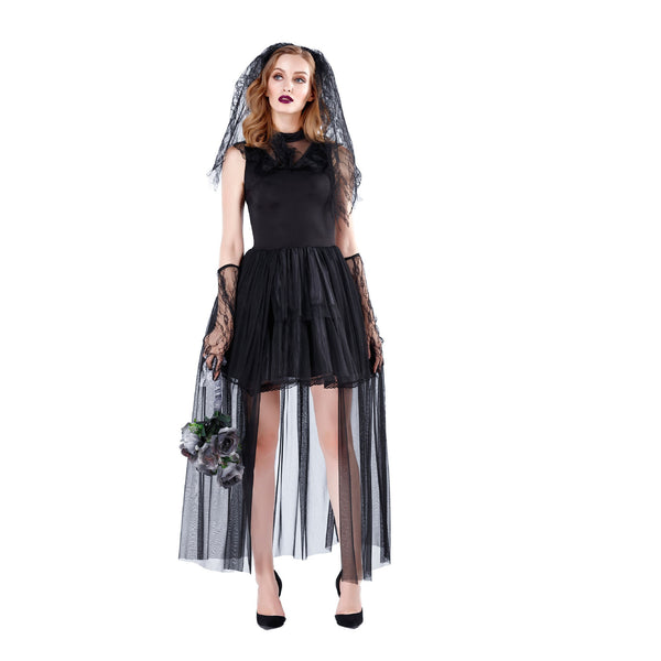 Black Ghost Bride Halloween Cosplay Costume Dress Adults Women