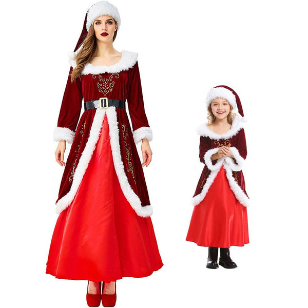 2022 Mommy and Me Christmas Santa Matching Costume Dress Christmas Party Mrs. Claus Costume Dress