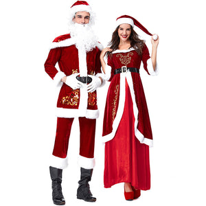 2022 New Couple Matching Christmas Santa Costume Full Set Deluxe Version