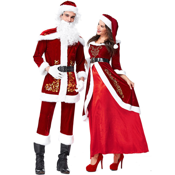 2022 New Couple Matching Christmas Santa Costume Full Set Deluxe Version