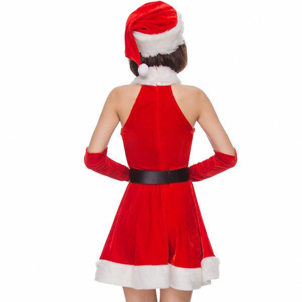 2022 New Women Girls Christmas Santa Costume Dress With Hat