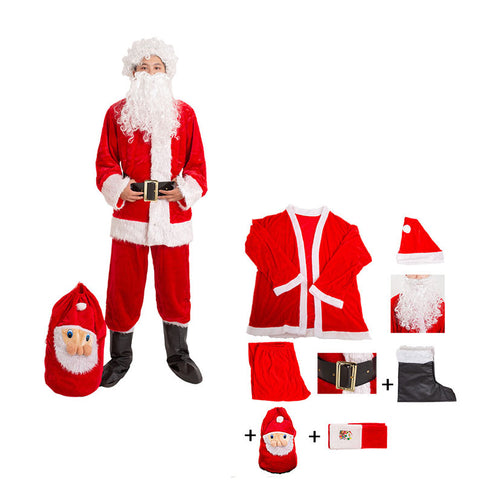 2022 Christmas Adults Men Santa Claus Costume Full Set With Shoes Cover and Bag