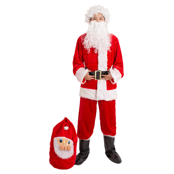 2022 Christmas Adults Men Santa Claus Costume Full Set With Shoes Cover and Bag