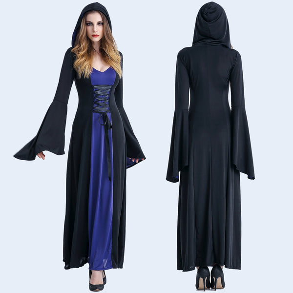 European Court Tricolor Hooded Vampire Witch Costume Halloween/Stage Performance/Party