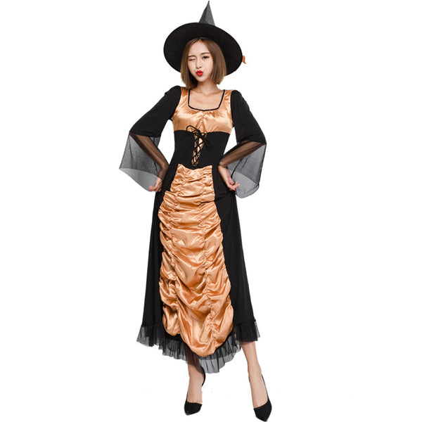Black Muslin Maxi Dress Witch Costume Halloween/Stage Performance/Party