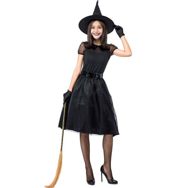 Simple Black Yarn Witch Cosplay Costume Halloween/Stage Performance/Party