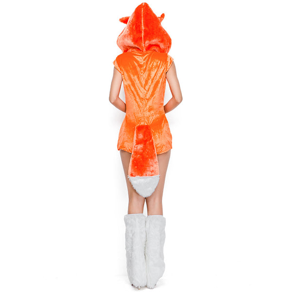 Adult Hooded Fox Jumpsuit Animal Cosplay Costume Halloween For Women