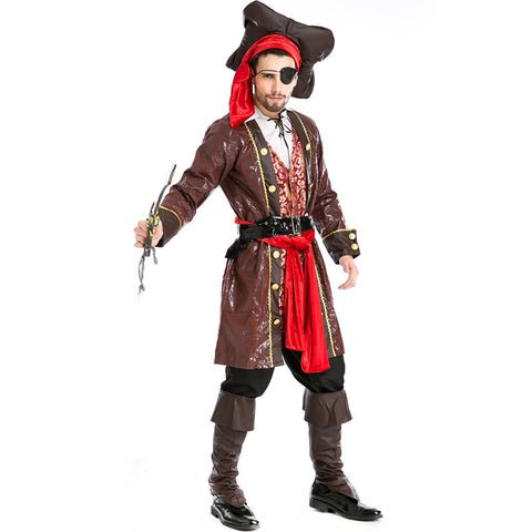 Adult Men's One-eyed Pirate Captain Cosplay Costume Halloween / Stage Performance / Party
