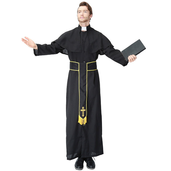Adult Mens Deluxe Priest Costume For Halloween/Stage Performance/Party