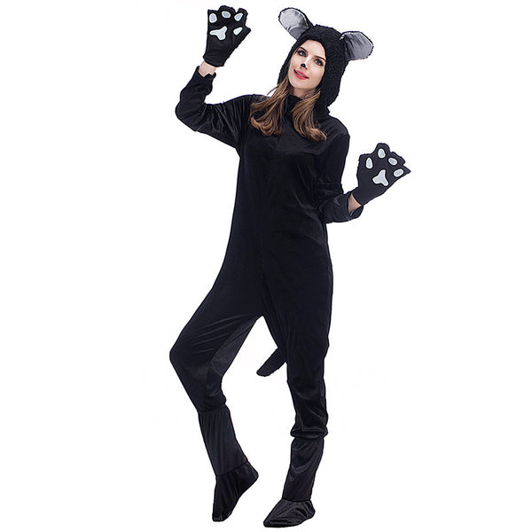 Adult Women Black Bear Cat Halloween Cosplay Costume Onesis