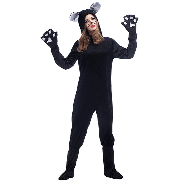 Adult Women Black Bear Cat Halloween Cosplay Costume Onesis