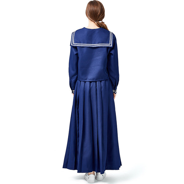 Blue Japanese School Girl Style Navy Sailor Costume