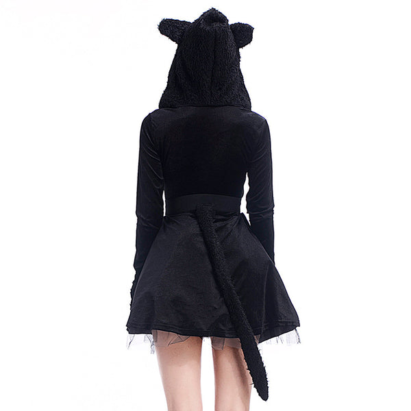 Adult Women Cute Black Bear Cat Halloween Cosplay Costume Dress