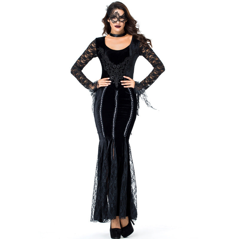 Adult Women Dark Mysterious Queen/Vampire Costume For Halloween/Stage Performance/Party