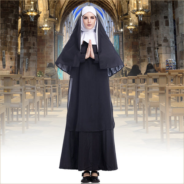 Adult Women Deluxe Nun Costume For Halloween/Stage Performance/Party