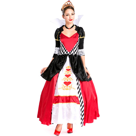 Adult Women Deluxe Poker Queen of Hearts Costume For Halloween/Stage Performance/Party