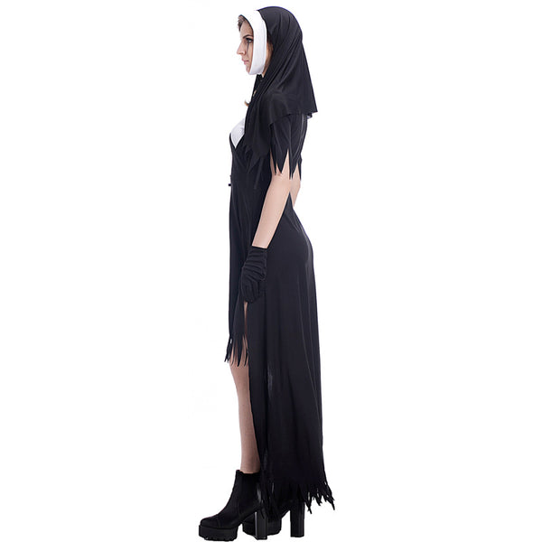 Adult Women Dreadful Nun Costume For Halloween/Stage Performance/Party