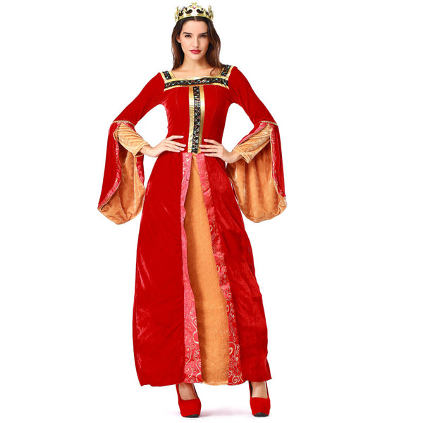 Adult Women European Vintage Court Queen & Princess Costume For Halloween/Stage Performance/Party