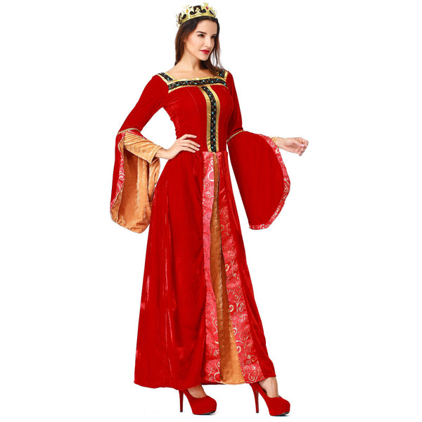 Adult Women European Vintage Court Queen & Princess Costume For Halloween/Stage Performance/Party