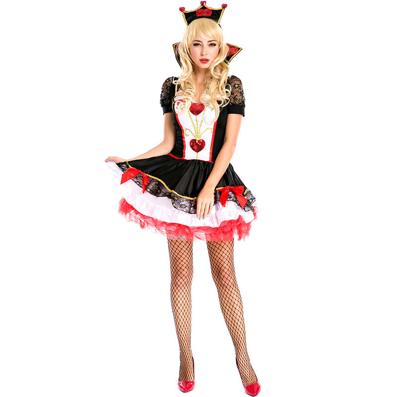 Adult Women Leg Aevenue Poker Queen of Hearts Costume For Halloween/Stage Performance/Party
