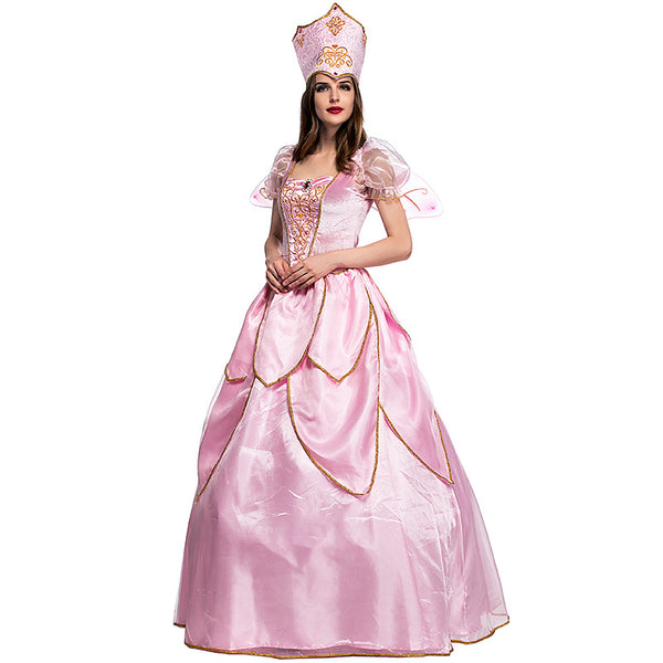 Adult Women Pink Flower Fairy Queen Dress Costume For Halloween/Stage Performance/Party