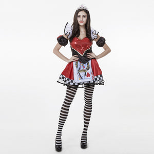 Adult Women Poker Queen of Hearts Costume For Halloween/Stage Performance/Party