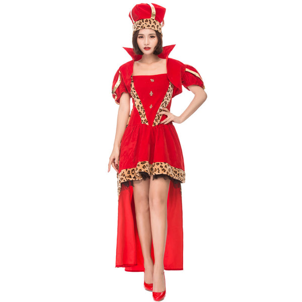 Adult Women Red Fairy Medieval Queen Costume For Halloween/Stage Performance/Party