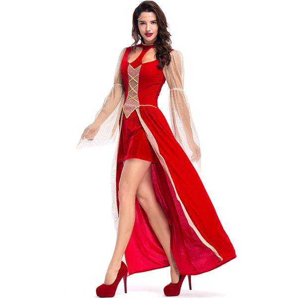 Adult Women Red Sexy Queen Ball Gown Dress Costume For Halloween/Stage Performance/Party