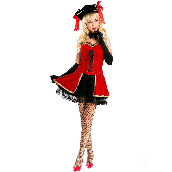 Adult Women Red Victorian Royal Retro Queen Dress Costume For Halloween/Stage Performance/Party