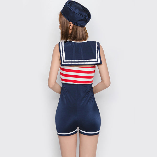 Stripe Jumpsuit Navy Sailor Costume